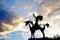 Silhouetted Native Sculpture in Osoyoos, British Columbia, Canada