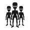 Silhouettes of aliens or invaders black object isolated on white background