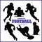 Silhouettes American football players isolated on the white