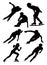 Silhouettes of athletes short track speed skating vector