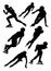 Silhouettes of athletes short track speed skating vector