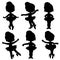 Silhouettes of beautiful graceful ballerinas set 1 isolated on a white