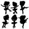 Silhouettes of beautiful graceful ballerinas set 5 isolated on a white