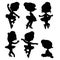 Silhouettes of beautiful graceful ballerinas set 6 isolated on a white