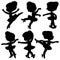 Silhouettes of beautiful graceful ballerinas set 8 isolated on a white