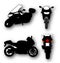 Silhouettes of black motorcycles