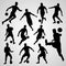 Silhouettes black soccer players