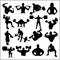 Silhouettes of Bodybuilders - Gym Vector Icon Set