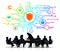 Silhouettes of Business People and Antivirus Concept