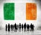 Silhouettes of Business People and a Flag of Ireland