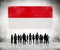 Silhouettes of Business People Looking at the Indonesian Flag