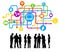 Silhouettes of Business People and Technology Concepts
