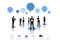 Silhouettes Business People Working Speech Bubbles Concept