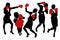 Silhouettes of Business woman boxing