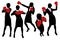 Silhouettes of Business woman boxing