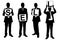 Silhouettes of businessmen holding panels