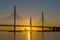 Silhouettes of cable-stayed bridge of the Western High-Speed Diameter, Saint Petersburg