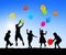 Silhouettes of Cheerful Children Playing