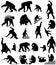 Silhouettes of chimpanzees and cubs