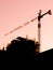 Silhouettes construction crane