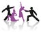 Silhouettes of couple dancing ballroom dance