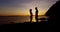 Silhouettes of couples in love