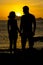 Silhouettes of couples in love