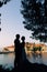 Silhouettes of couples near Sveti Stefan