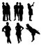 Silhouettes of couples and pregnant women