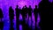 Silhouettes of the Crowd on a Abstract Background. Slow Motion