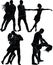 Silhouettes of dancing couples.