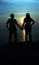 The silhouettes depict the love of couples with beautiful sunset backdrop.