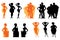 Silhouettes of dieting people