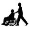 Silhouettes disabled in a wheel chair on a white background