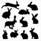 Silhouettes of Easter rabbits