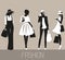 Silhouettes of Fashion women.