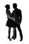 Silhouettes of a fashionable loving couple