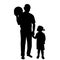 Silhouettes of father and his daughter playing