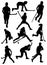 Silhouettes of field hockey  vector