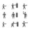 Silhouettes of figures boxer icons. Boxing symbols