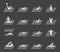 Silhouettes of figures swimmers icons set