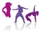 Silhouettes of girls dancing contemporary dance