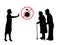 Silhouettes of grandparents and doctor warning about danger of COVID-19