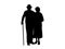 Silhouettes of grandparents stand together.