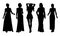 Silhouettes of a group of girls in dresses