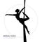 Silhouettes of a gymnast in the aerial silks. Vector illustration on white background. Air gymnastics concept