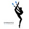 Silhouettes of a gymnastic girl. Vector illustration.