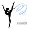 Silhouettes of a gymnastic girl. Vector illustration on white background