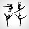 Silhouettes of gymnastic girls. Art gymnastics vector set