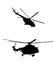 Silhouettes of helicopters